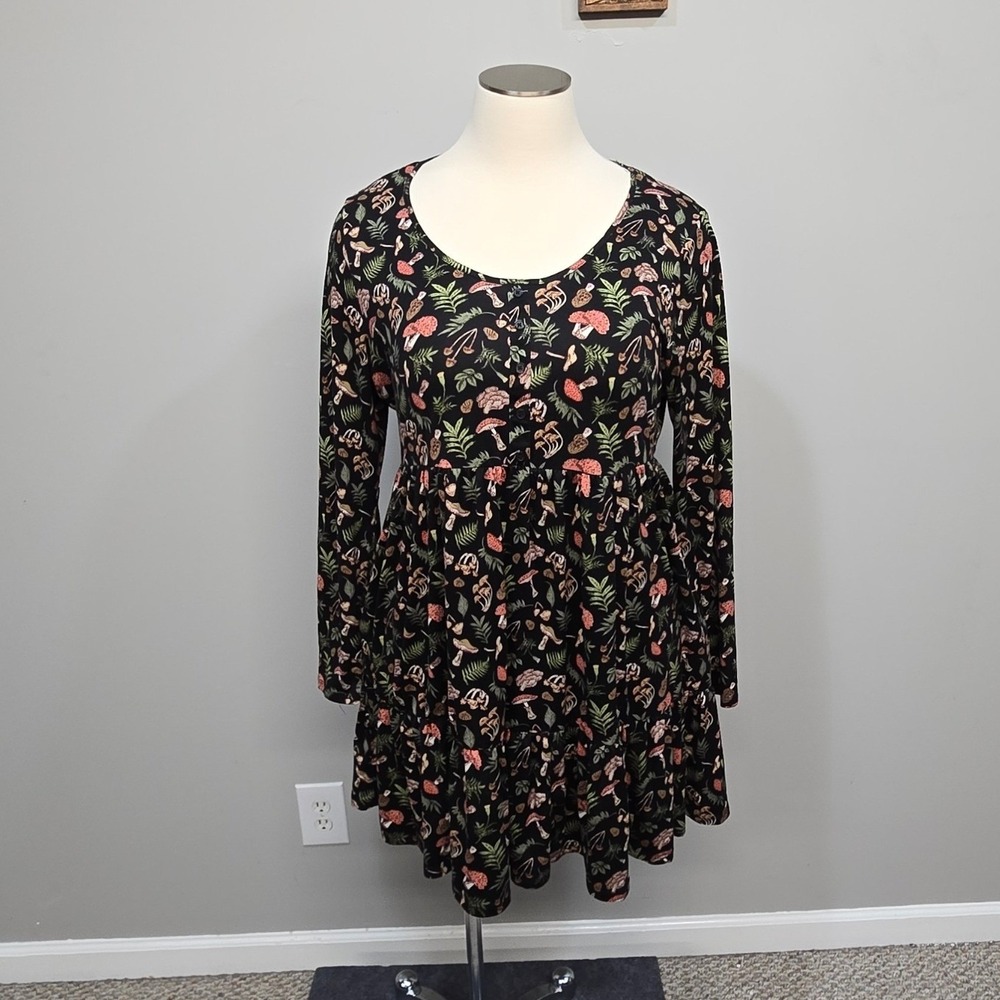 Hot Topic Babydoll Dress Plus Size 3X Woodland Mushroom Whimsigoth Fairy Grunge
